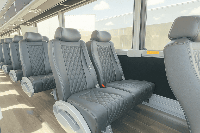 interior of Pembroke Pines Minibus Company charter bus